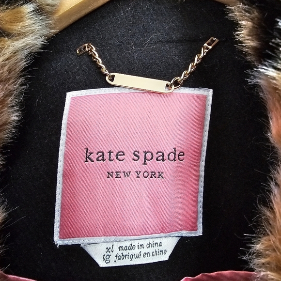 Kate Spade Cheetah-Print Faux Fur Collar Coat - Picture 4 of 8